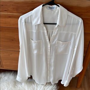 Express White Button-Up Blouse